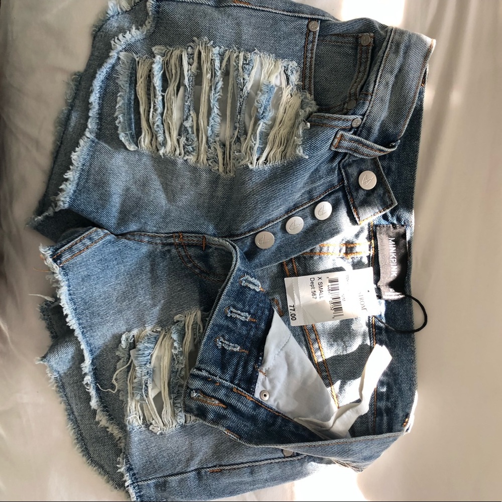 High waisted ripped jean shorts tags still on